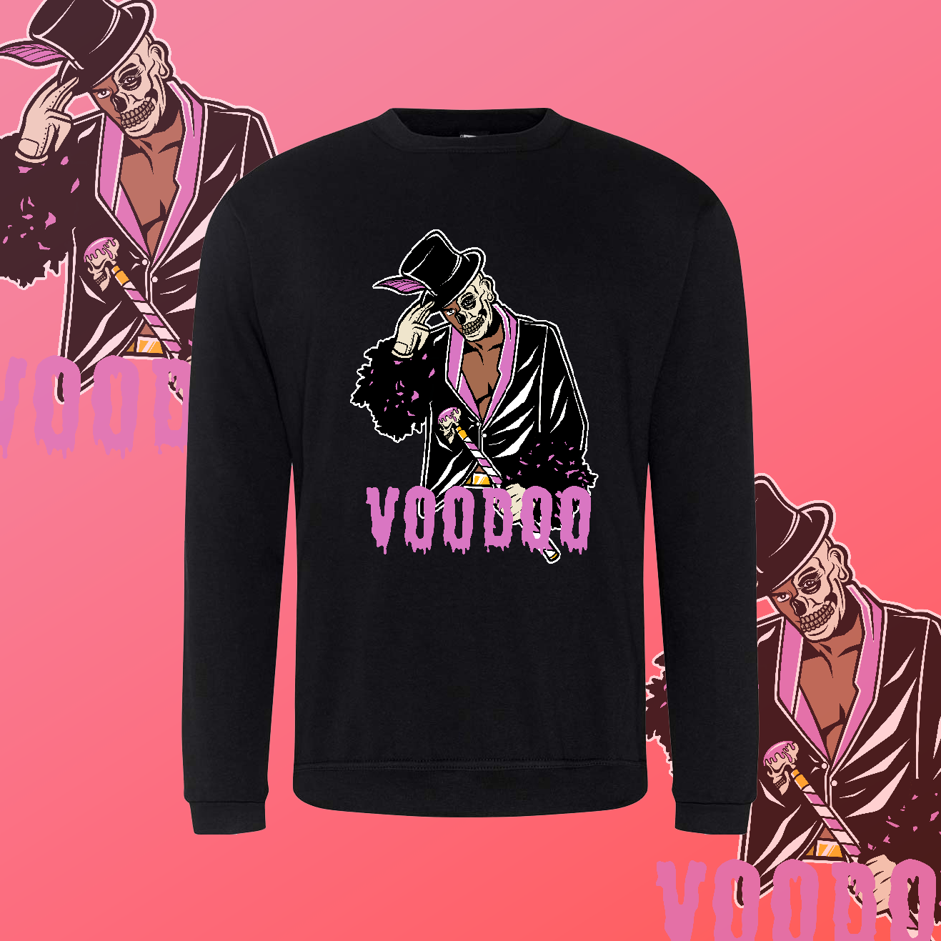 Voodoo Black Front Print Sweatshirt