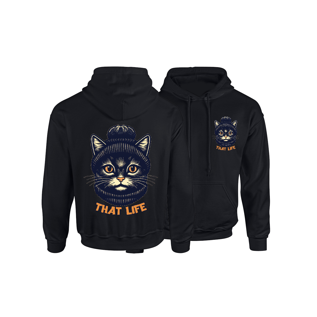 Cool Cat Black Hoodie