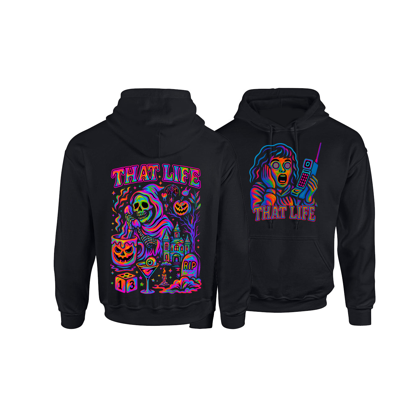 Pick up the phone black hoodie