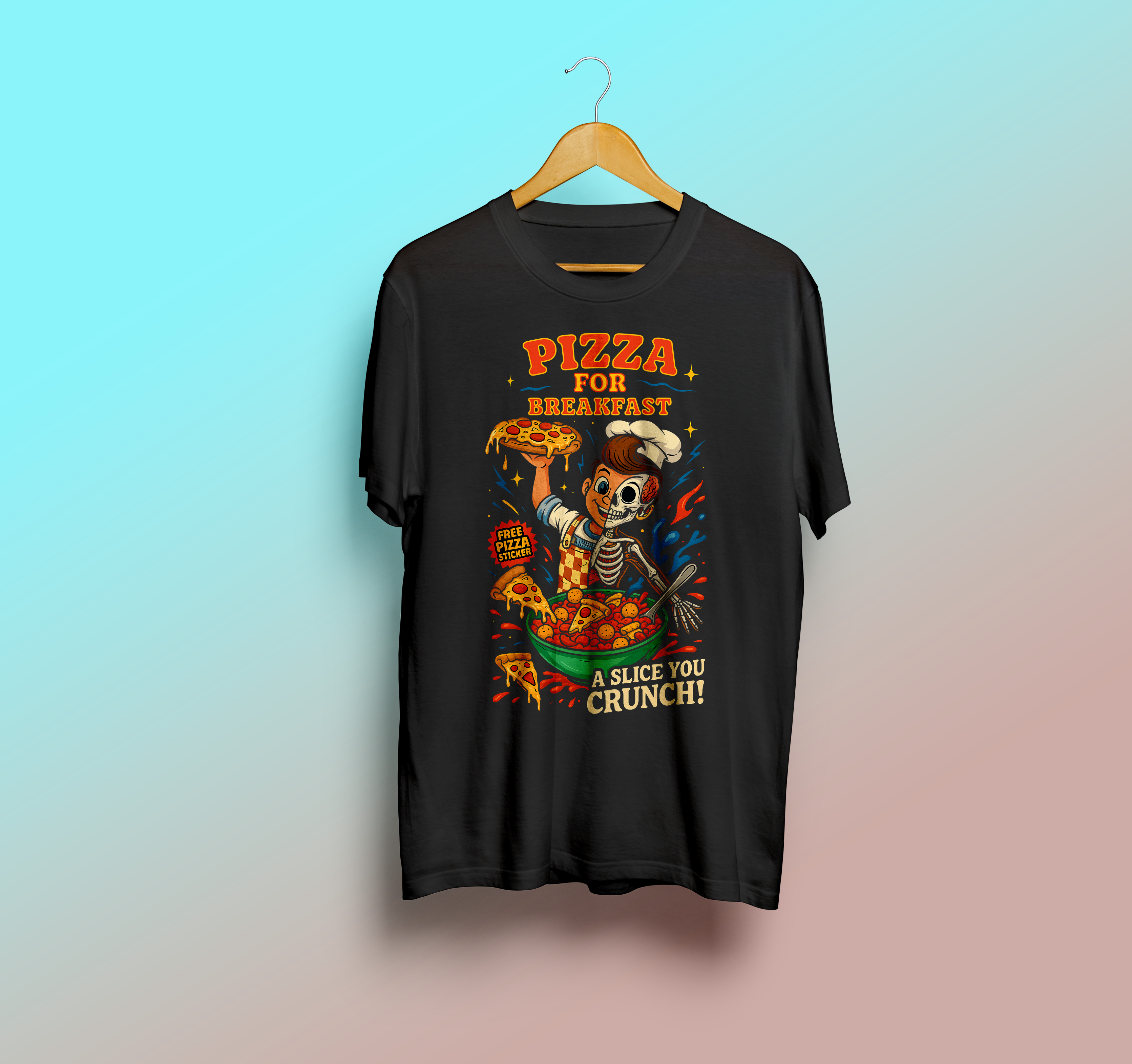 Pizza for breakfast black tee
