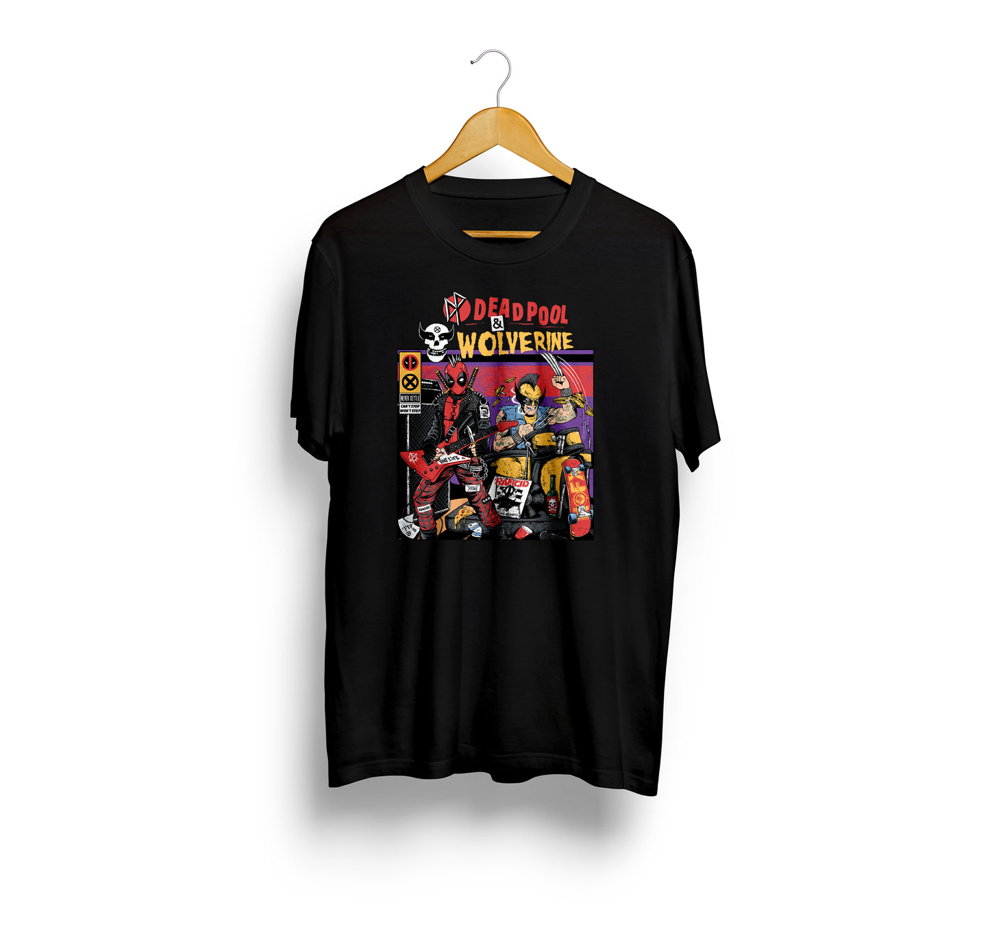 Punk Deadpool and Wolverine Black Tee