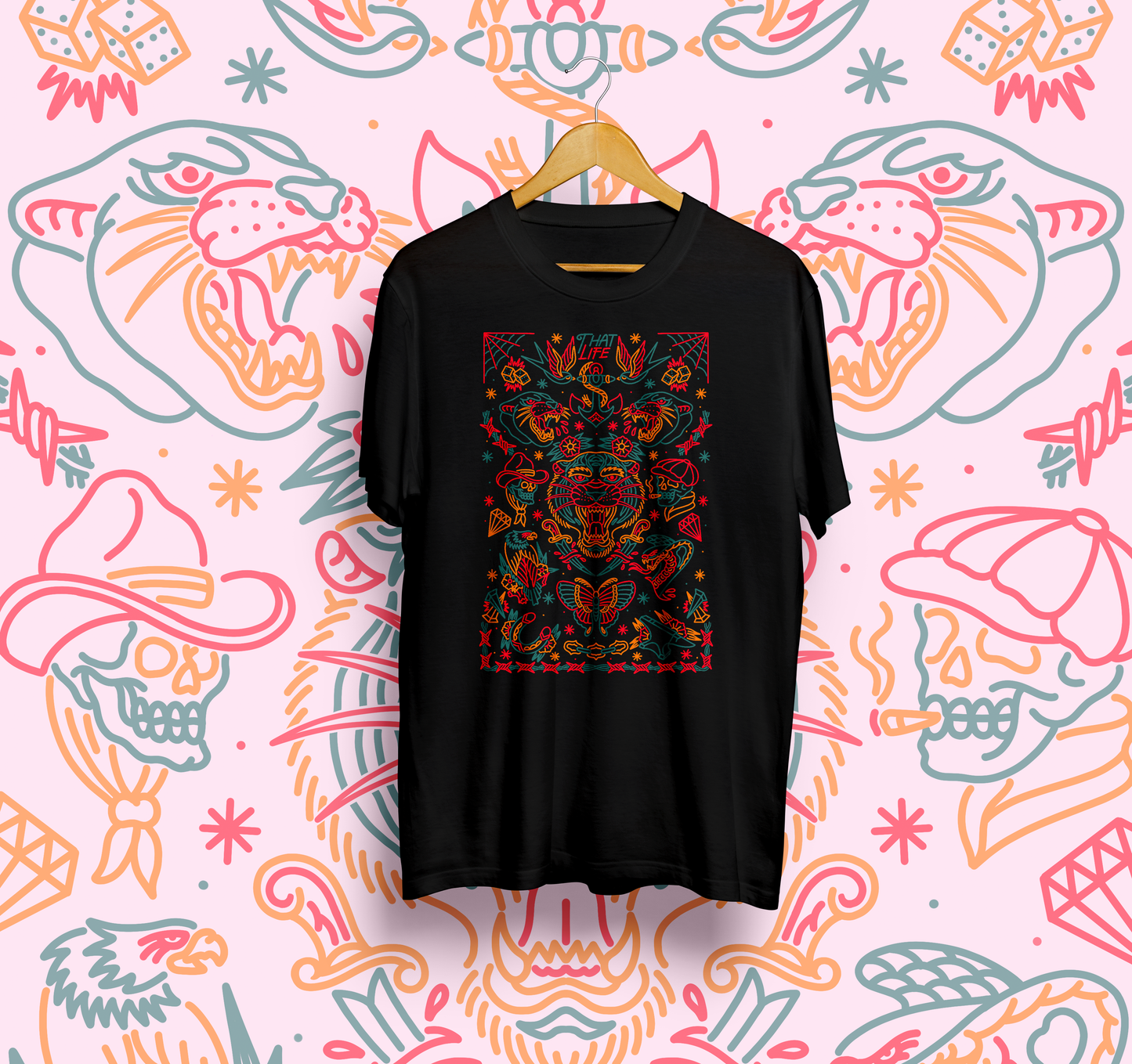 Tattoo Flash Front Only Black Tee