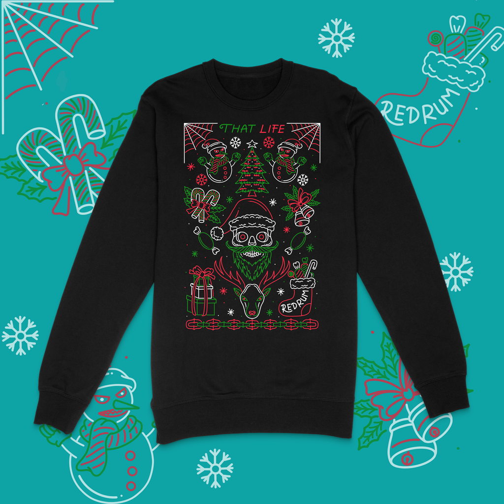 Christmas Flash Black Front Print Sweatshirt