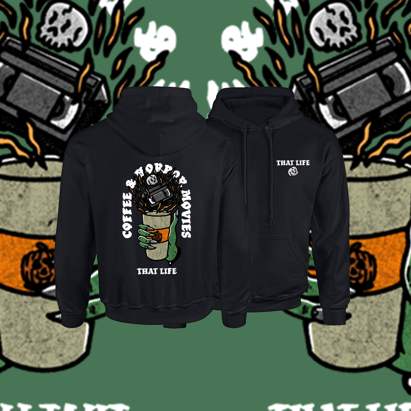 Coffee and Horror Movies Black Hoodie