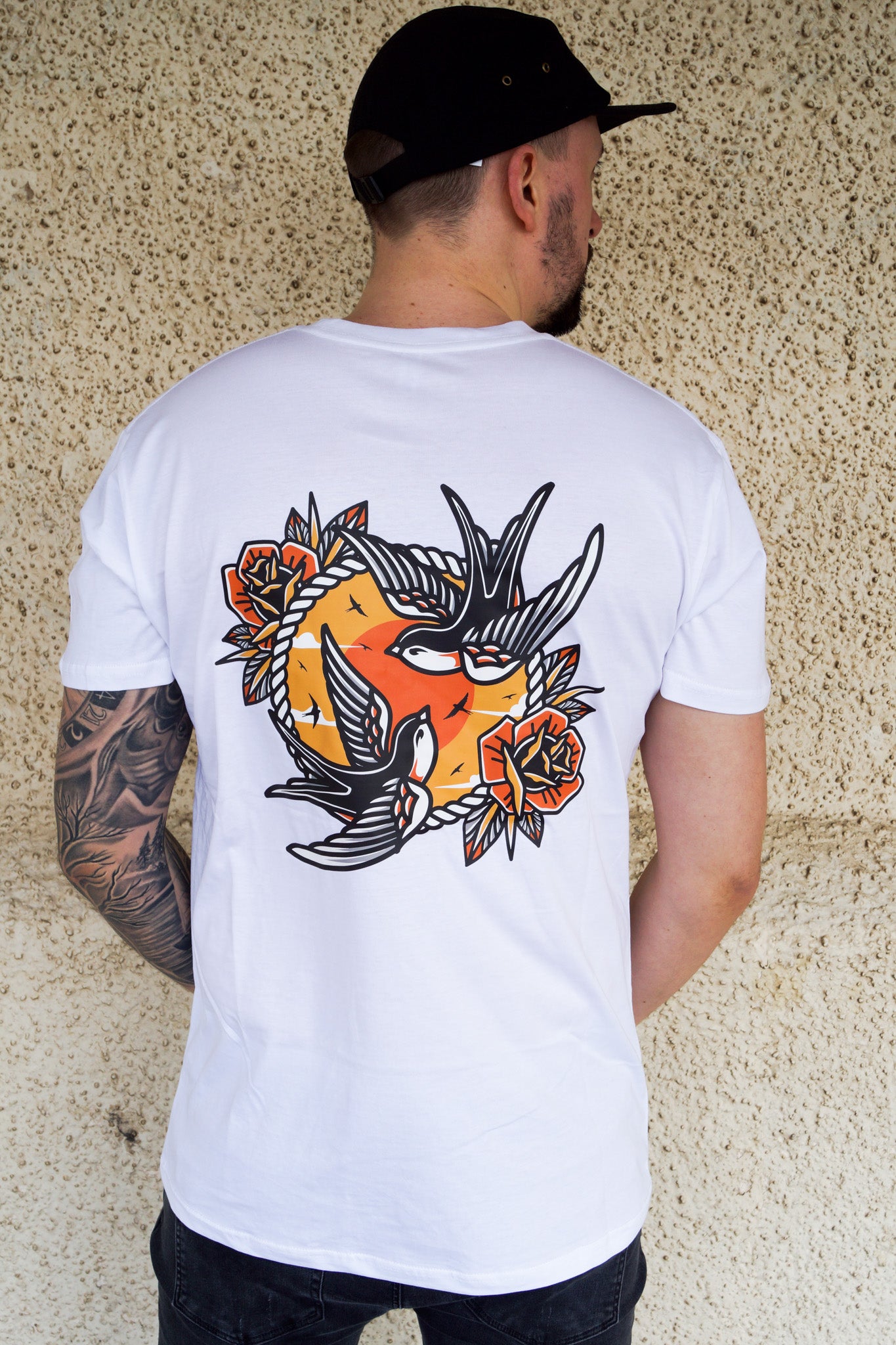 Two Swallows White Tee