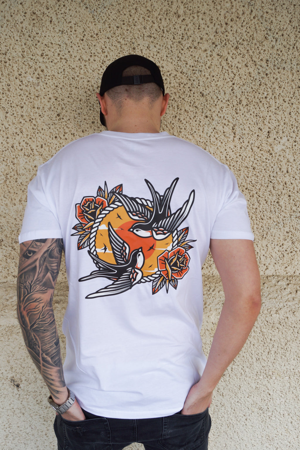Two Swallows White Tee