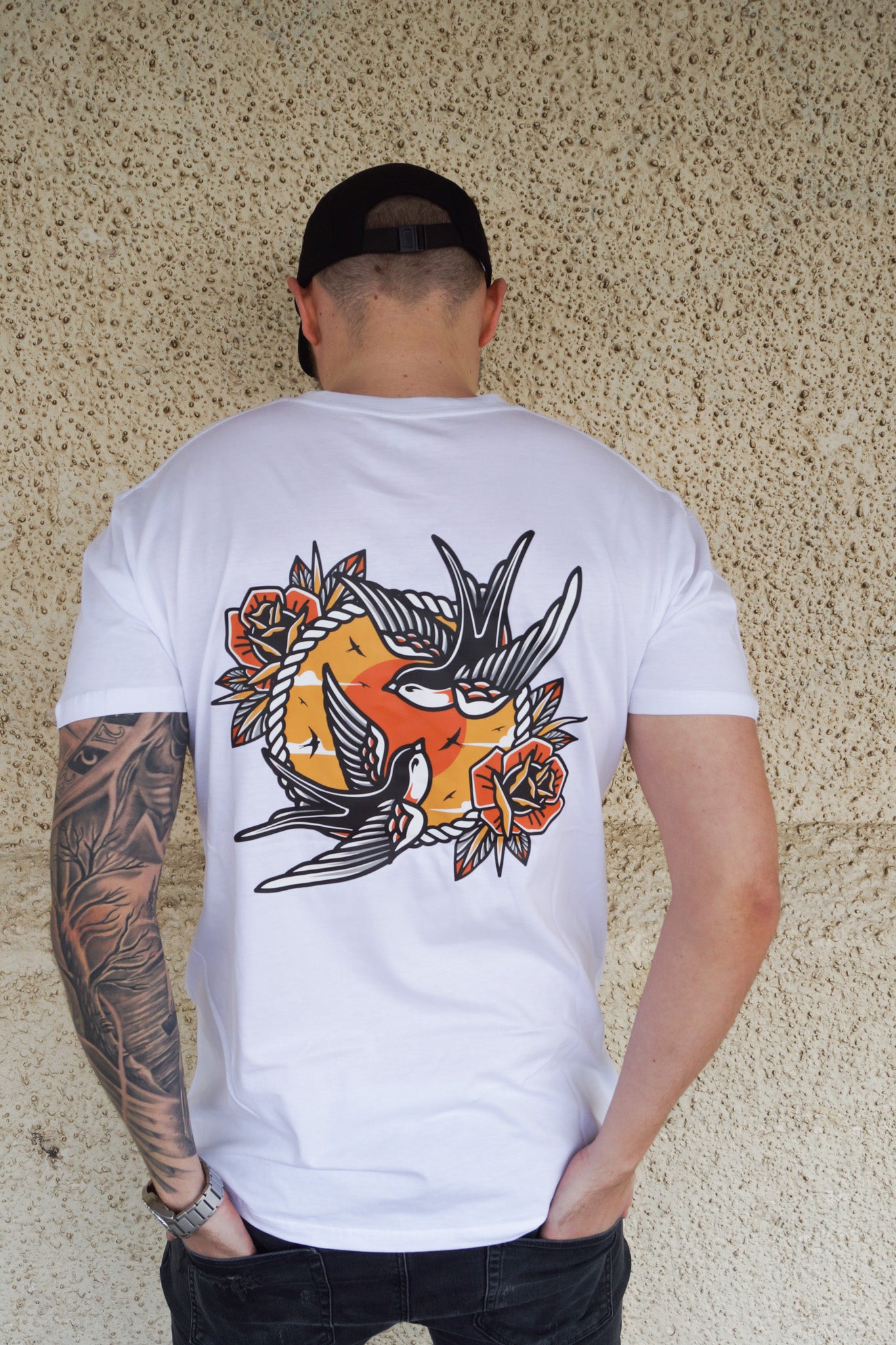Two Swallows White Tee
