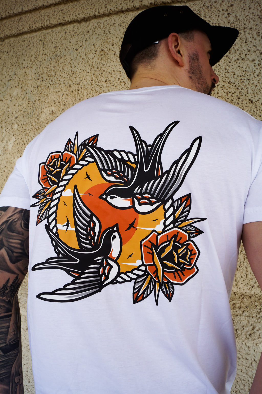Two Swallows White Tee