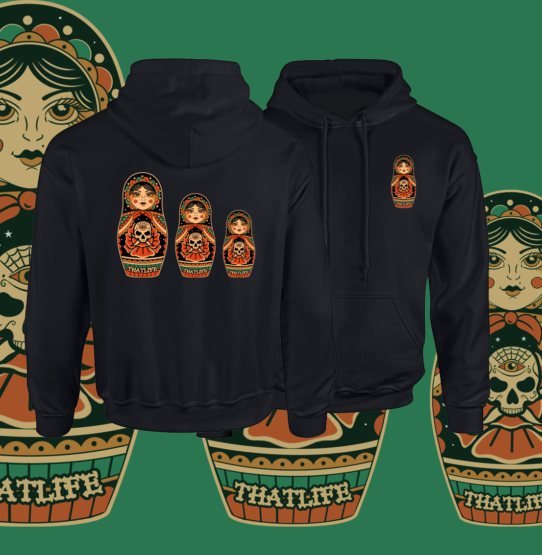 Matryoshka Black Hoodie