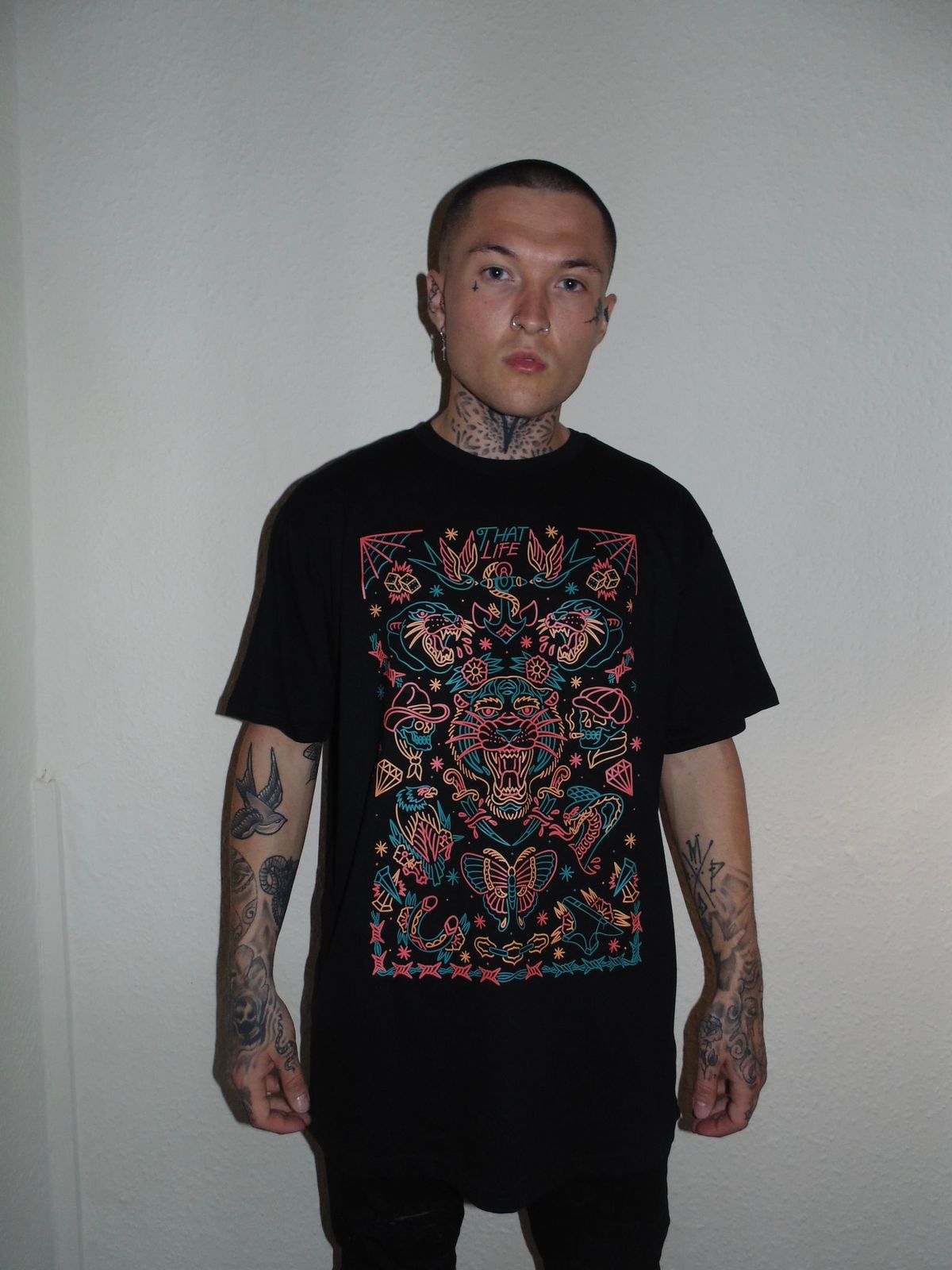 Tattoo Flash Front Only Black Tee