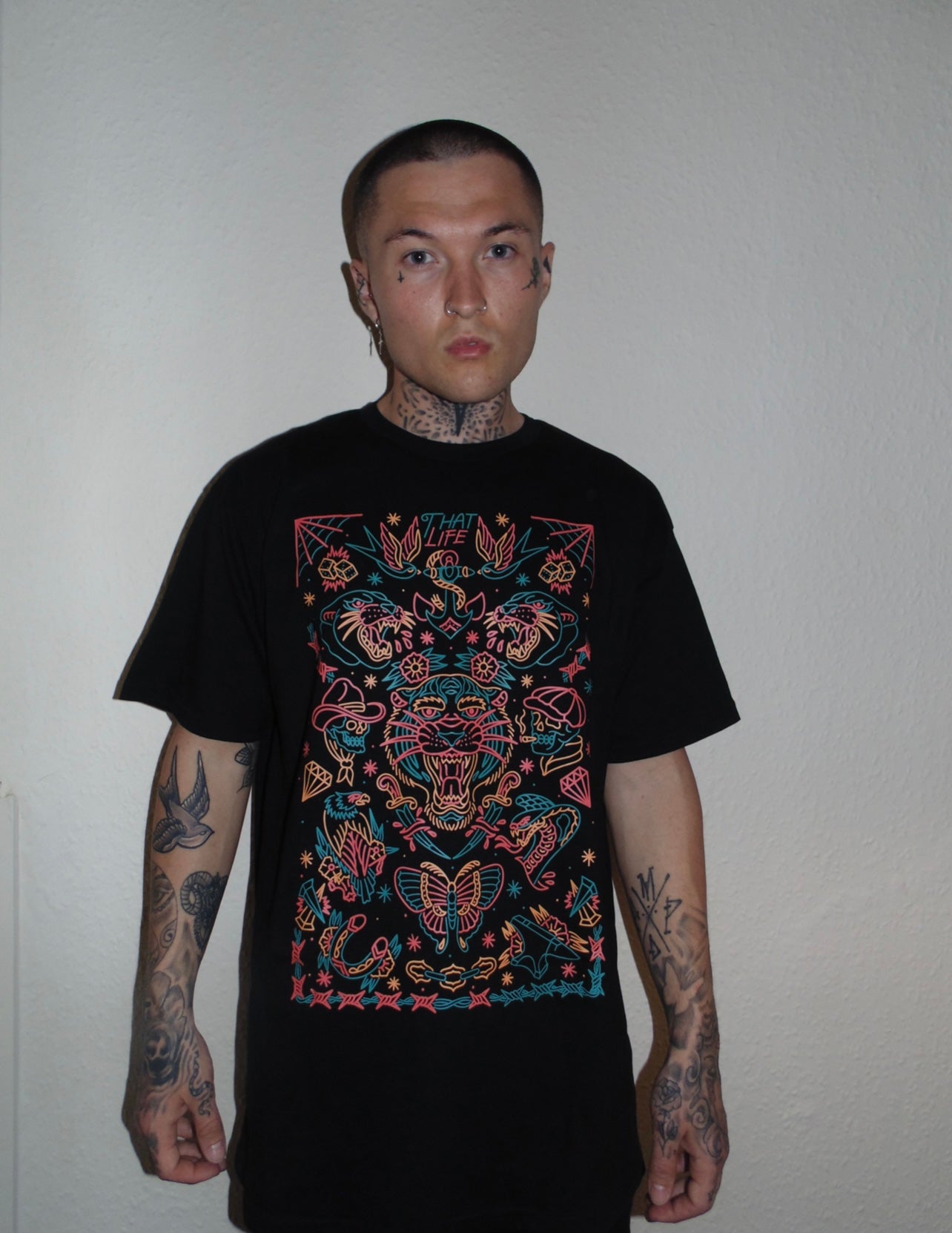 Tattoo Flash Front Only Black Tee