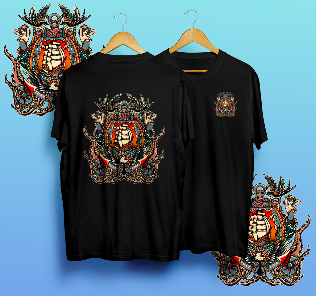 Sail Your Own Way Black Tee